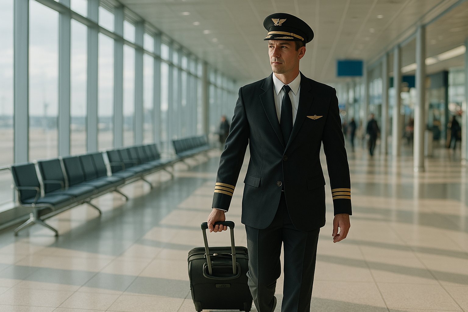 Airline pilot enjoying his salary