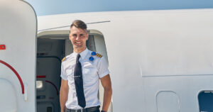 Airline Pilot Standing in Door of Airline